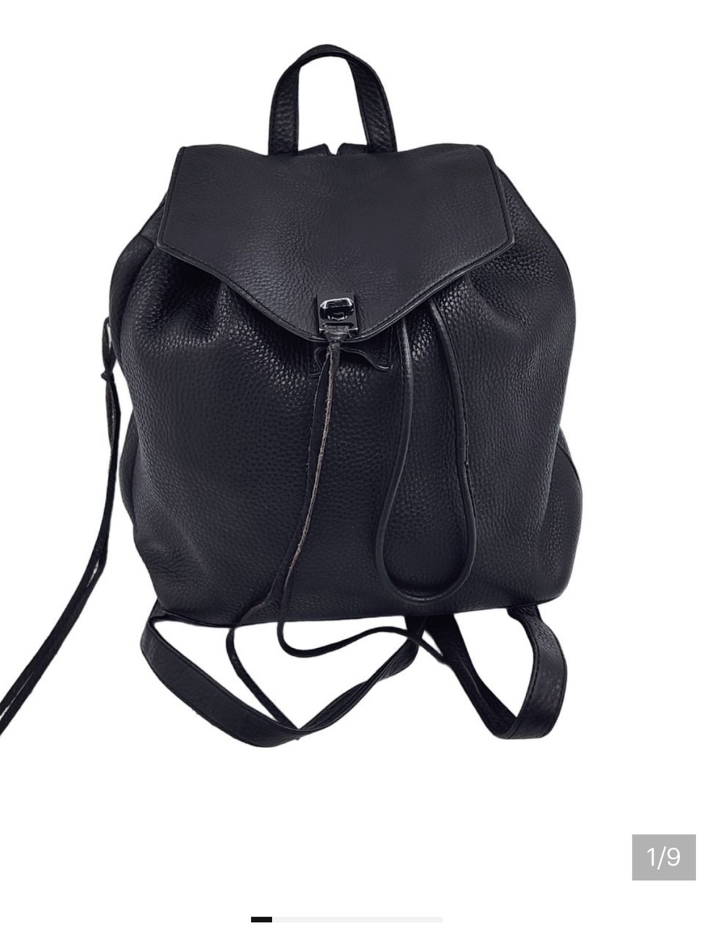 Rebecca Minkoff Black Pebbled Leather Drawstring Backpack